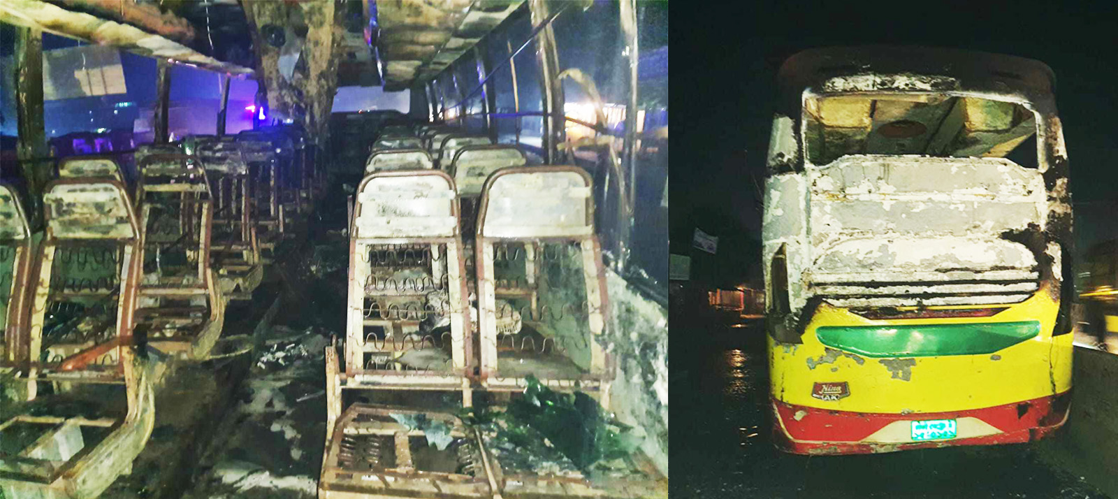 কুমিল্লার দেবিদ্বারে দাঁড়িয়ে থাকা বাসে আগুন