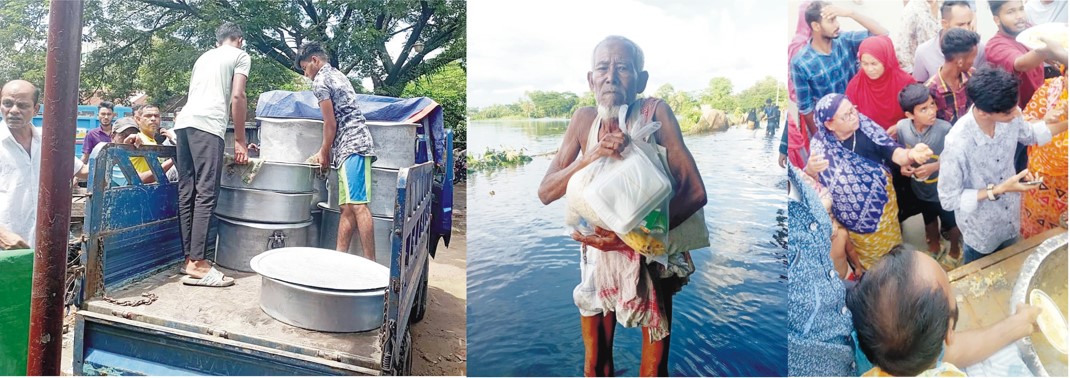 বন্যার্তদের মাঝে কাদেনা স্পোর্টওয়্যার লিমিটেডের খাবার ত্রাণ সামগ্রী বিতরণ