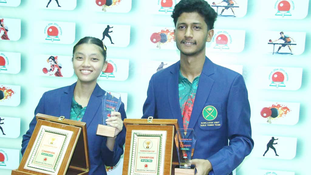  ফেডারেশন কাপ টেবিল টেনিসে সেরা হৃদয় ও খই খই