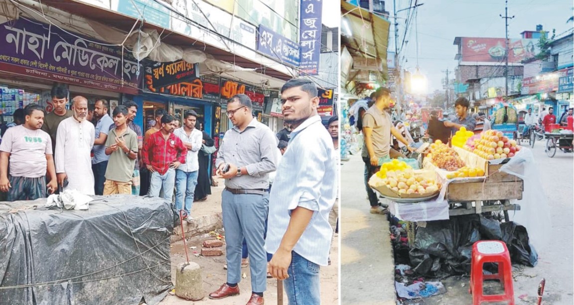 অভিযানে সড়ক ও ফুটপাত দখলমুক্ত  করার পরপর স্বঅবস্থানে হকাররা