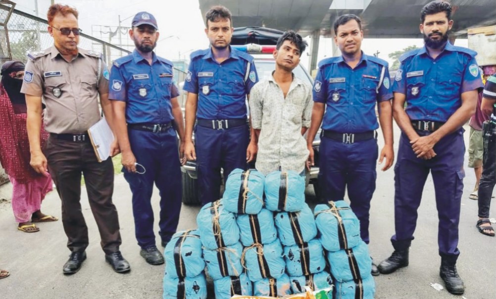 দাউদকান্দিতে ৬৪ কেজি গাঁজাসহ কাভার্ডভ্যান জব্দ, গ্রেপ্তার ১