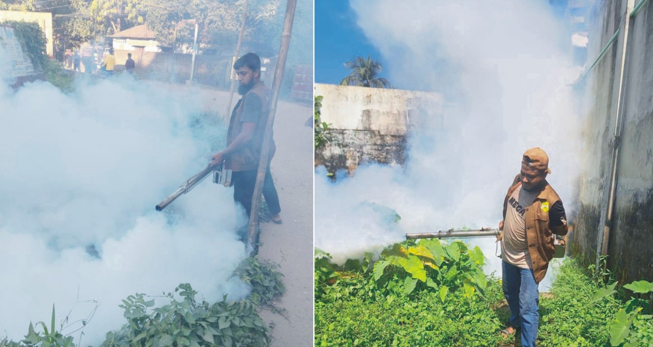  ডেঙ্গু প্রতিরোধে  বিভিন্ন এলাকায়  কুসিকের মশক  নিধন অভিযান