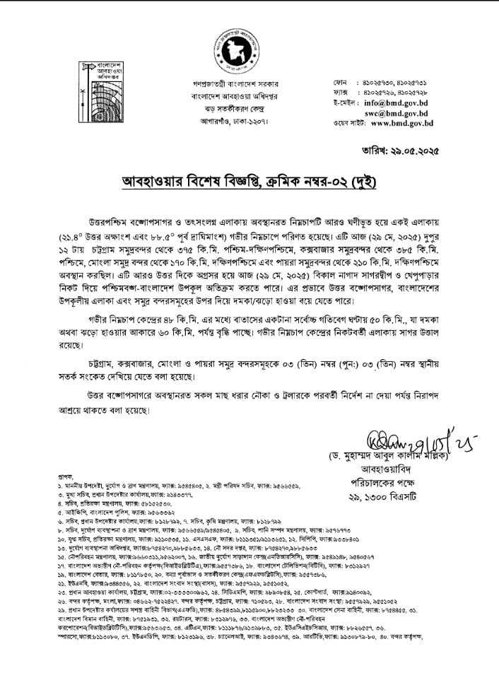নিম্নচাপটি গভীর নিম্নচাপে পরিণত হয়েছে অতিক্রম করবে খেপুপাড়া দিয়ে