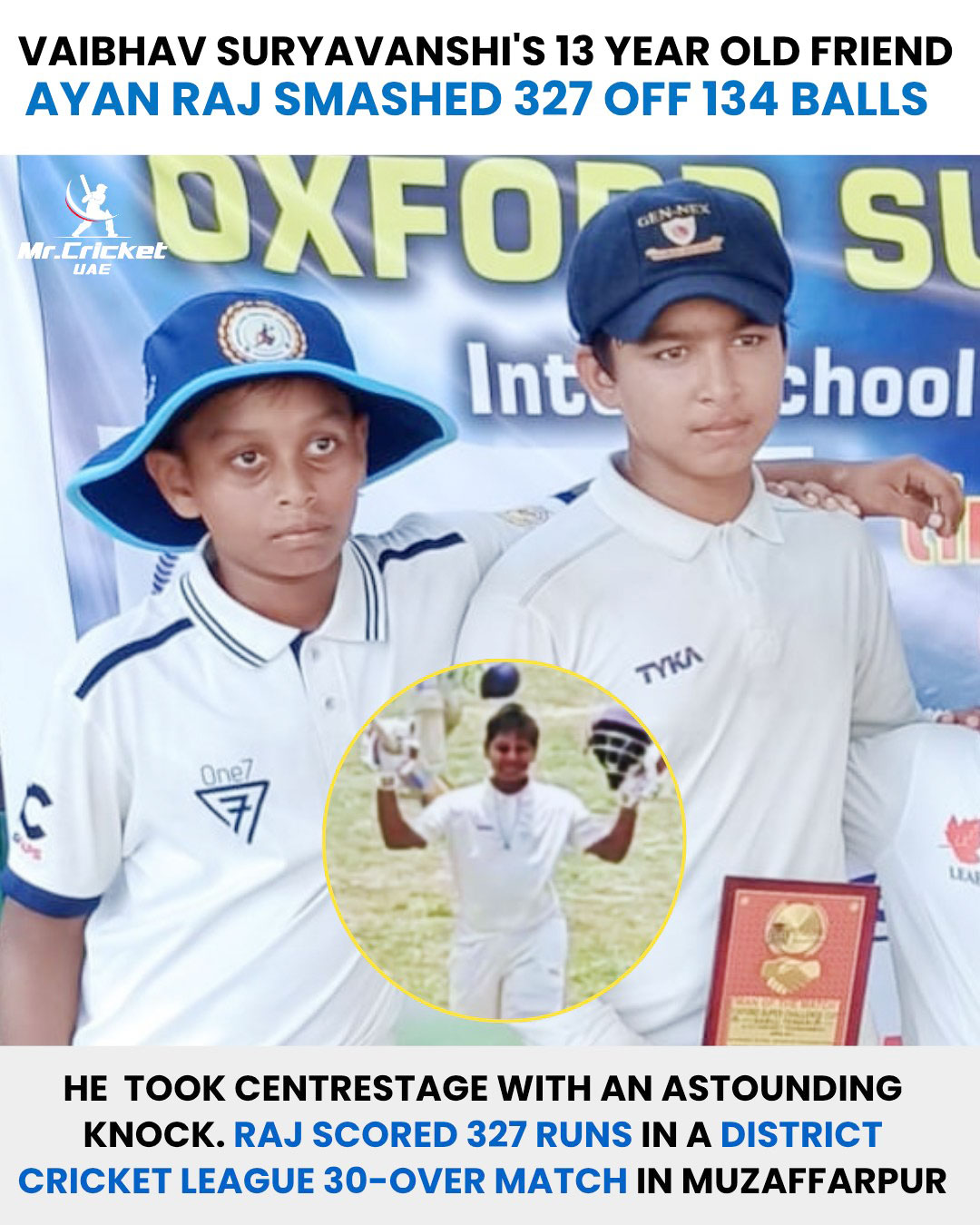 ১৩৪ বলে ৩২৭ রানের ইনিংস খেলে আলোচনায় ১৩ বছরের কিশোর