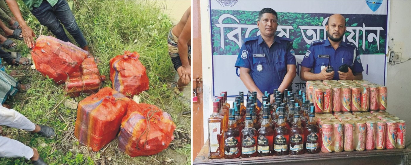   দেবিদ্বারে গোমতী নদীর পানিতে ভাসছিলপাঁচ বিদেশী বস্তা মদ 