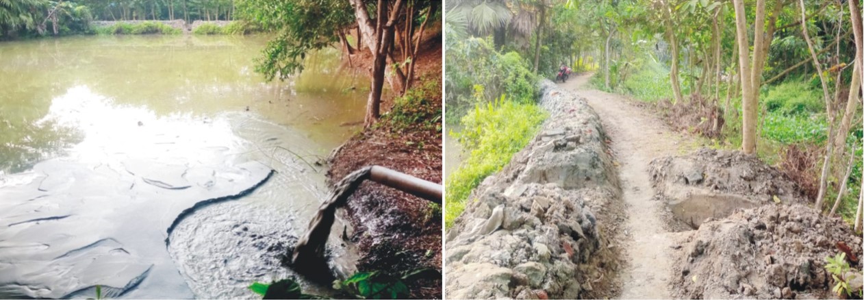    চান্দিনায় ফসলি জমির মাটি কেটে  পুকুর ভরাট;সরকারি রাস্তা কেটে ড্রেজিং এর পানি নিস্কাশন 